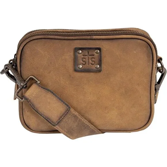 Women’s Leather Crossbody Bag OS with Dual Zips - Picture 3 of 6